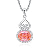 Silver Palaiba Emerald Gourd Necklace With Diamond And Zircon Light Luxury Style