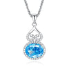 Silver Palaiba Emerald Gourd Necklace With Diamond And Zircon Light Luxury Style