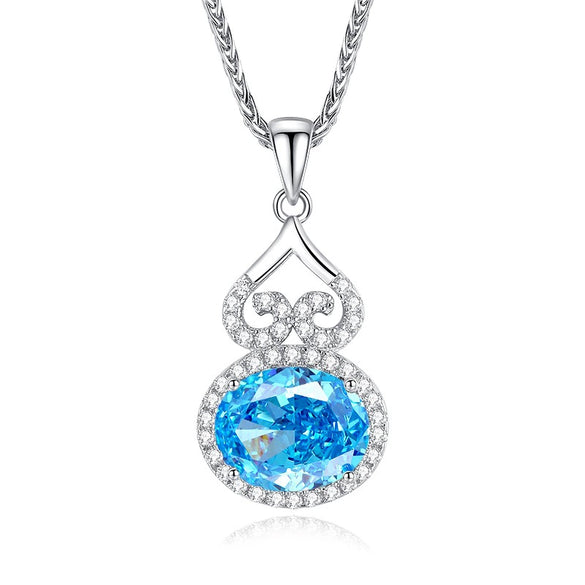 Silver Palaiba Emerald Gourd Necklace With Diamond And Zircon Light Luxury Style
