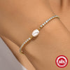 925 Silver Pearl Niche Design Fashion Clavicle Chain With Geometric Pattern And Zirconia Treatment For Women