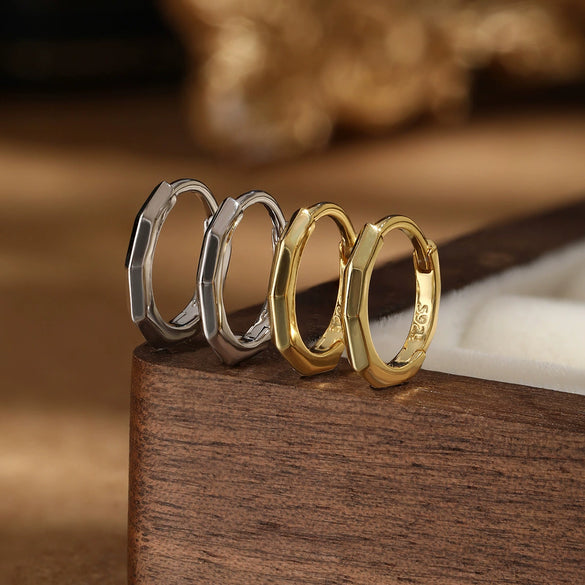 Silver Plain Ring Ear Buckle Fashion Simple Electroplating Design