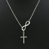 Silver Plated Alloy Jewelry Girls Sweater Chain Necklace With Geometric Cross Design And Electroplating Treatment