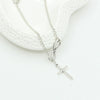 Silver Plated Alloy Jewelry Girls Sweater Chain Necklace With Geometric Cross Design And Electroplating Treatment