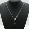 Silver Plated Alloy Jewelry Girls Sweater Chain Necklace With Geometric Cross Design And Electroplating Treatment