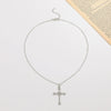Silver Plated Alloy Jewelry Girls Sweater Chain Necklace With Geometric Cross Design And Electroplating Treatment