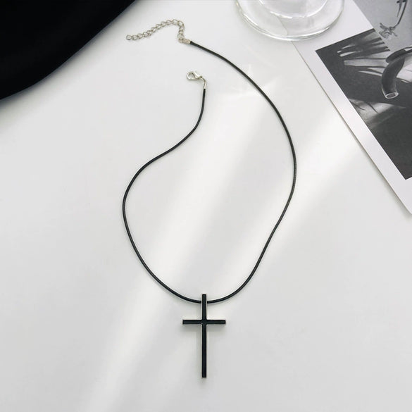 Silver Plated Alloy Jewelry Girls Sweater Chain Necklace With Geometric Cross Design And Electroplating Treatment