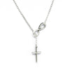 Silver Plated Alloy Jewelry Girls Sweater Chain Necklace With Geometric Cross Design And Electroplating Treatment