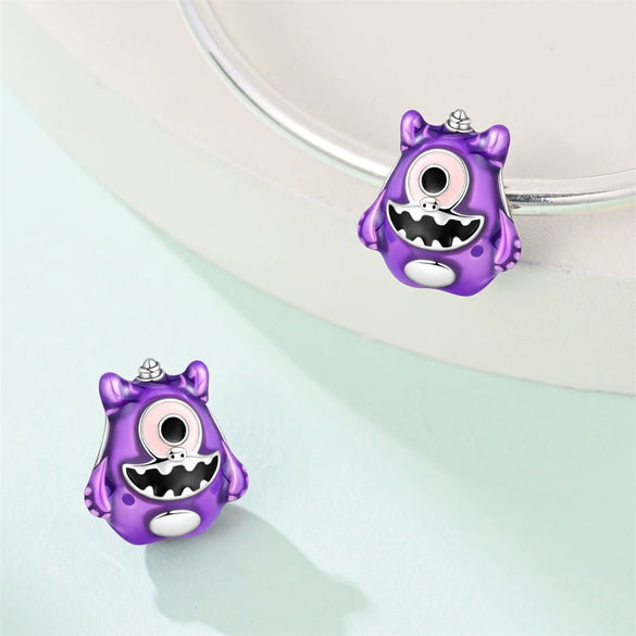 Silver Plated Copper Charm Pendant Beads Diy Accessories With Dripping Oil Style Oneeyed Monster Rabbit Koala Shapes
