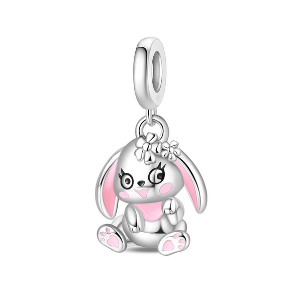 Silver Plated Copper Charm Pendant Beads Diy Accessories With Dripping Oil Style Oneeyed Monster Rabbit Koala Shapes