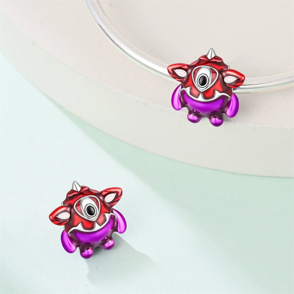 Silver Plated Copper Charm Pendant Beads Diy Accessories With Dripping Oil Style Oneeyed Monster Rabbit Koala Shapes