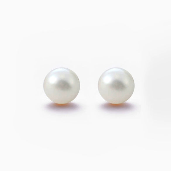 Silver Plated Freshwater Pearl Stud Earrings With Mini Shell Beads Natural Style
