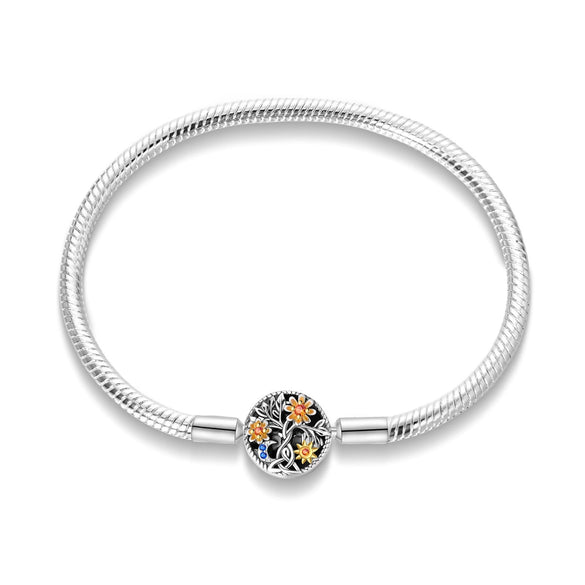 Silver Plated Life Tree Chrysanthemum Bow Bracelet Diy Jewelry Pendant Beads Accessories