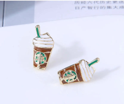 Silver Post Exquisite Korean Fashion Sweet Simple Milk Tea Cup Personalized Ear Studs Wholesale Nihaojewelry