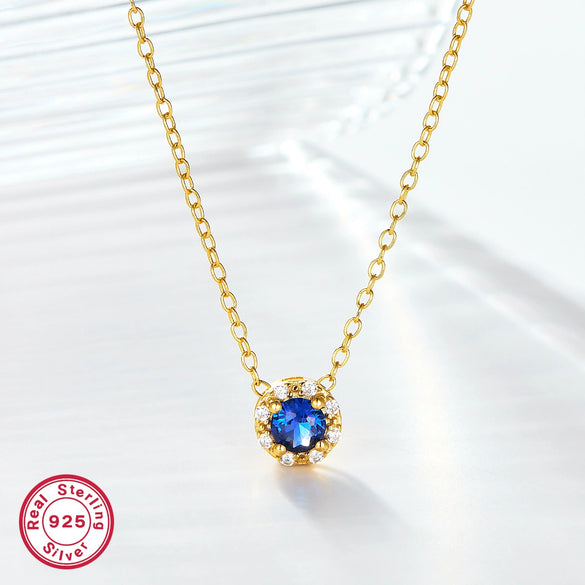925 Silver Retro Simple Elegant Clavicle Chain With Geometric Zircon Electroplated Women's Necklace