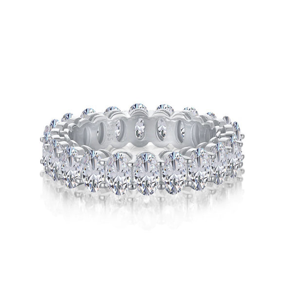 Silver Ring Geometric Light Luxury Electroplating Oval For Women