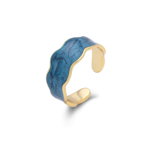 Silver Ring Geometric Ushape Baked Paint Women's Jewelry
