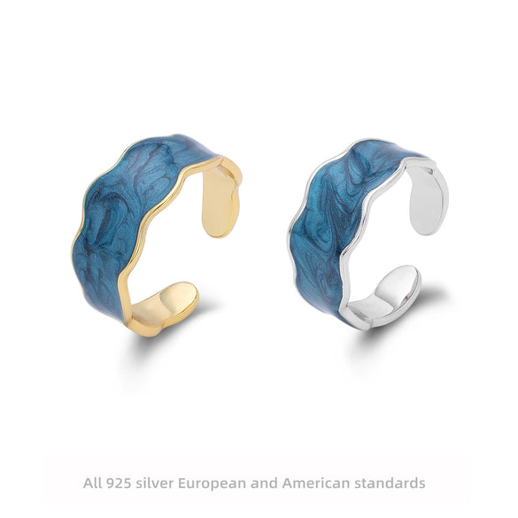 Silver Ring Geometric Ushape Baked Paint Women's Jewelry