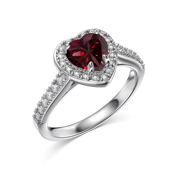 Silver Ring Jewelry Women S925 Sterling Silver Electroplated Heart Shape Diamond Geometric