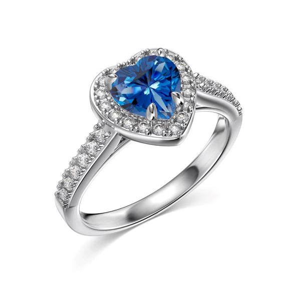 Silver Ring Jewelry Women S925 Sterling Silver Electroplated Heart Shape Diamond Geometric