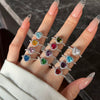 Silver Ring Jewelry Women S925 Sterling Silver Electroplated Heart Shape Diamond Geometric