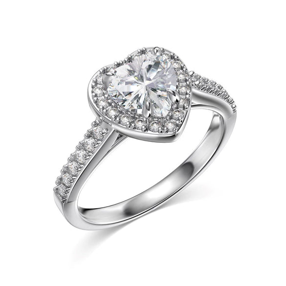 Silver Ring Jewelry Women S925 Sterling Silver Electroplated Heart Shape Diamond Geometric