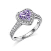 Silver Ring Jewelry Women S925 Sterling Silver Electroplated Heart Shape Diamond Geometric