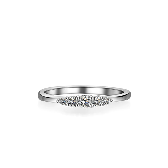 Silver Ring Moissanite Diamond Geometric Style