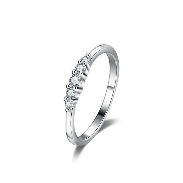 Silver Ring Moissanite Diamond Geometric Style