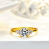 Silver Ring Moissanite Round Geometric Seiko Plated 14K