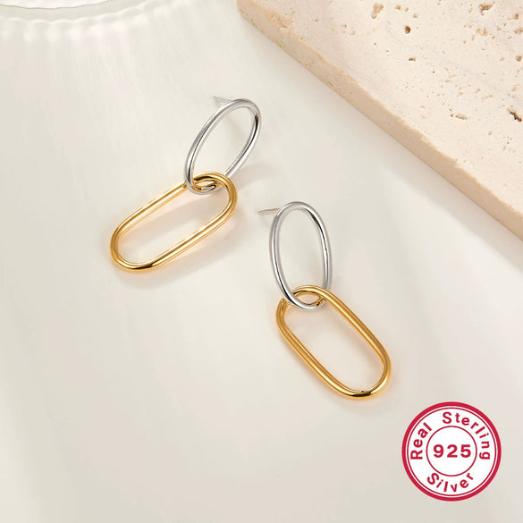 Silver Ring Retro Geometric Two Color Electroplated Women's Wholesale