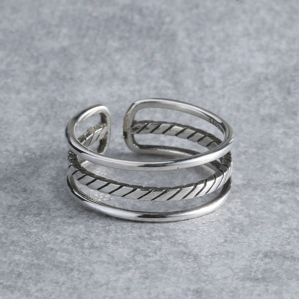 Silver Ring S925 Sterling Silver Geometric Retro Style For Women