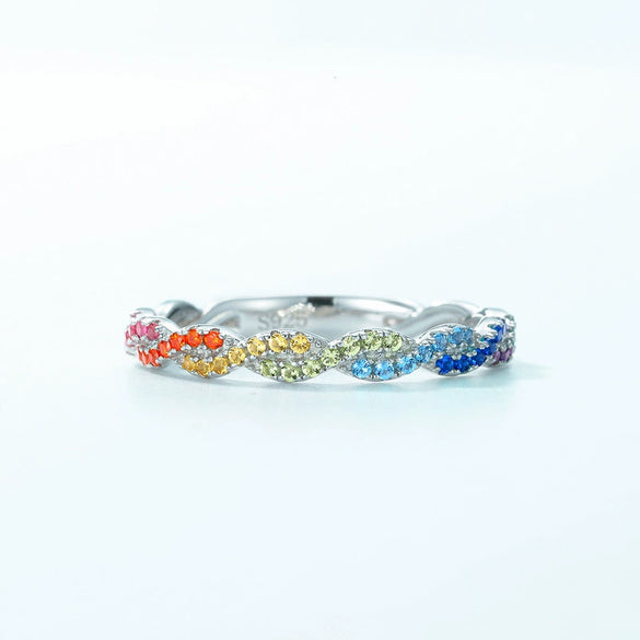 Silver 925 Ring With Nano Color Zirconium Pendant And Geometric Design