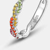 Silver 925 Ring With Nano Color Zirconium Pendant And Geometric Design