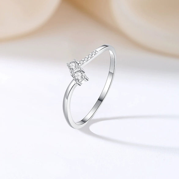 Silver Ring Women's Niche Design Trendy Cold Style Geometric Diamond