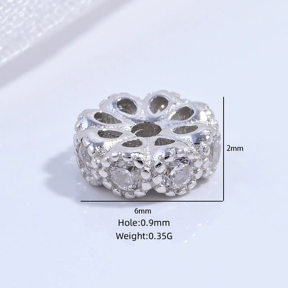 Silver Round Bead Diy Bracelet And Necklace Material With Gear And Petal Shapes
