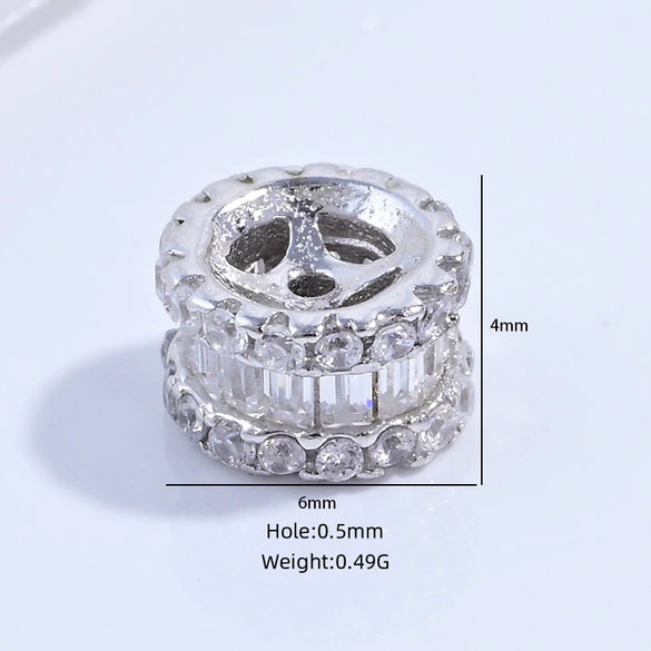 Silver Round Bead Diy Bracelet And Necklace Material With Gear And Petal Shapes