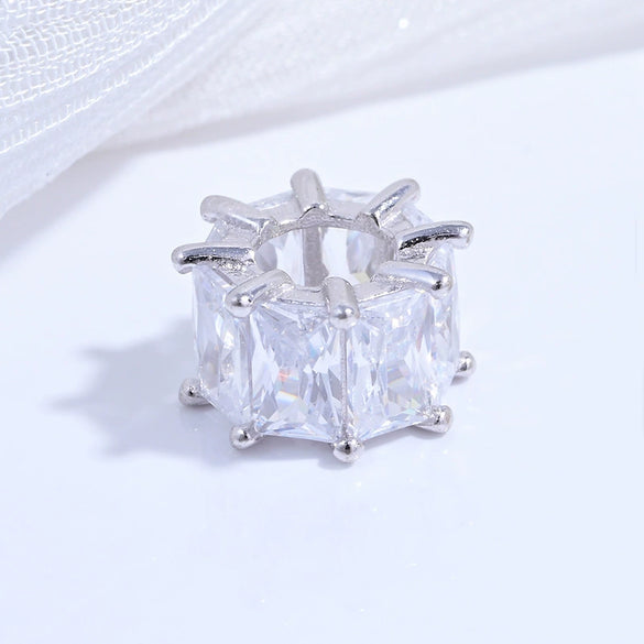 Silver Round Beads Spacer Beads For Diy Bracelet Necklace With Zirconia Light Luxury Style