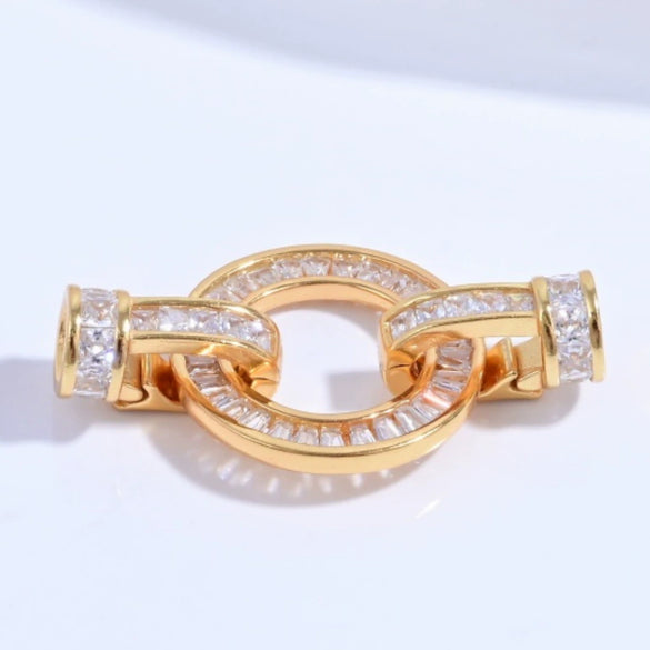 925 Silver Round Crescent Horseshoe Connecting Buckle Diy Handmade Zirconia Beaded Bracelet Necklace Universal Spring Buckle