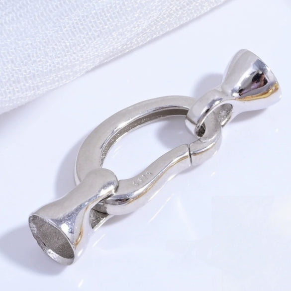 925 Silver Round Crescent Horseshoe Connecting Buckle Diy Handmade Zirconia Beaded Bracelet Necklace Universal Spring Buckle