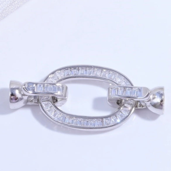 925 Silver Round Crescent Horseshoe Connecting Buckle Diy Handmade Zirconia Beaded Bracelet Necklace Universal Spring Buckle