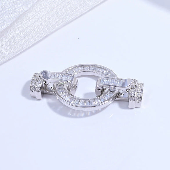 925 Silver Round Crescent Horseshoe Connecting Buckle Diy Handmade Zirconia Beaded Bracelet Necklace Universal Spring Buckle