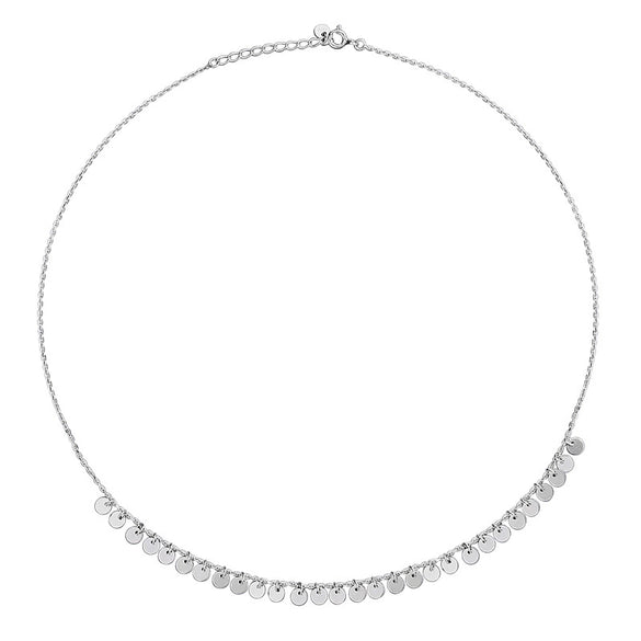 925 Silver Round Tassel Necklace For Women Simple Elegant Geometric Pendant Cross Chain Electroplated Collarbone Jewelry