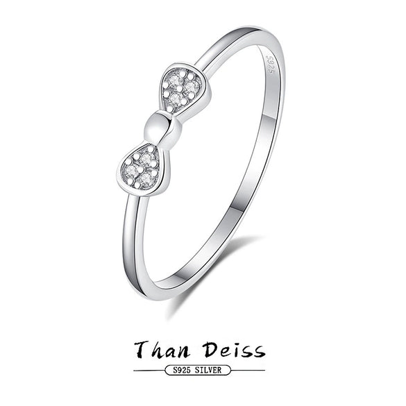 Silver S925 Bow Ring Simple Style Microinlaid Zirconium