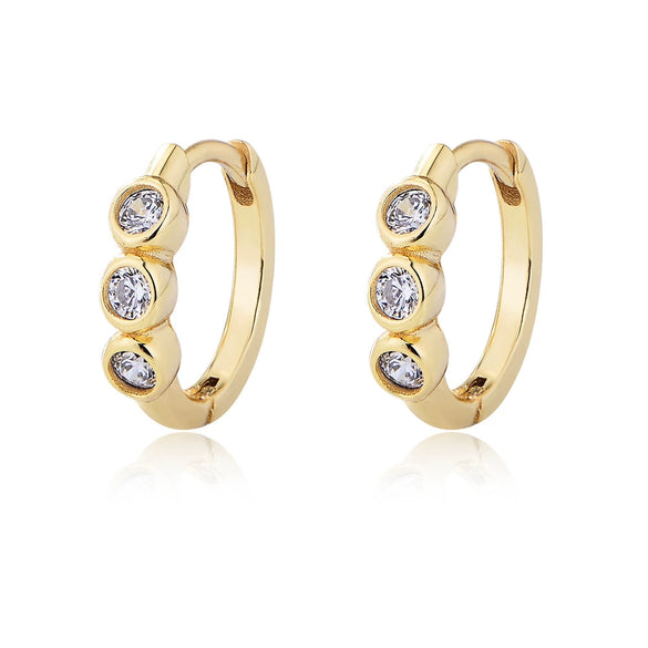 Silver S925 Geometric Cshaped Diamond Earrings
