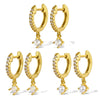Silver S925 Geometric Zircon Earrings Minimalist Style