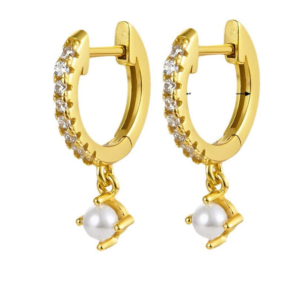 Silver S925 Geometric Zircon Earrings Minimalist Style