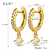 Silver S925 Geometric Zircon Earrings Minimalist Style