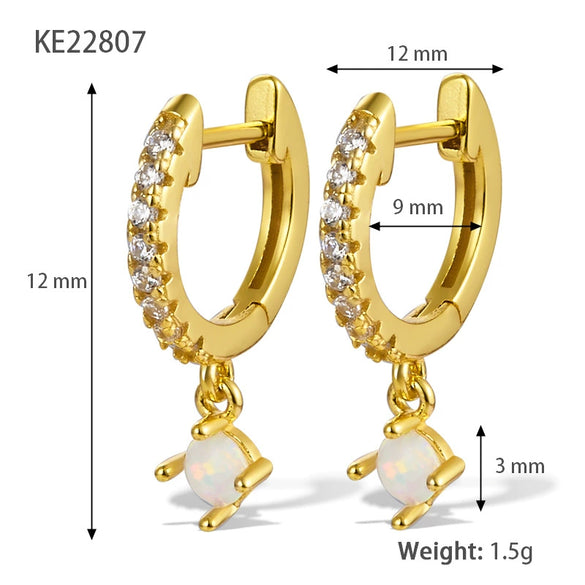 Silver S925 Geometric Zircon Earrings Minimalist Style