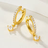 Silver S925 Geometric Zircon Earrings Minimalist Style