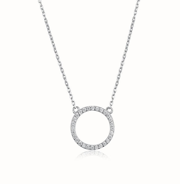 925 Silver Single Zirconium Geometric Lady Necklace With Diamond Design